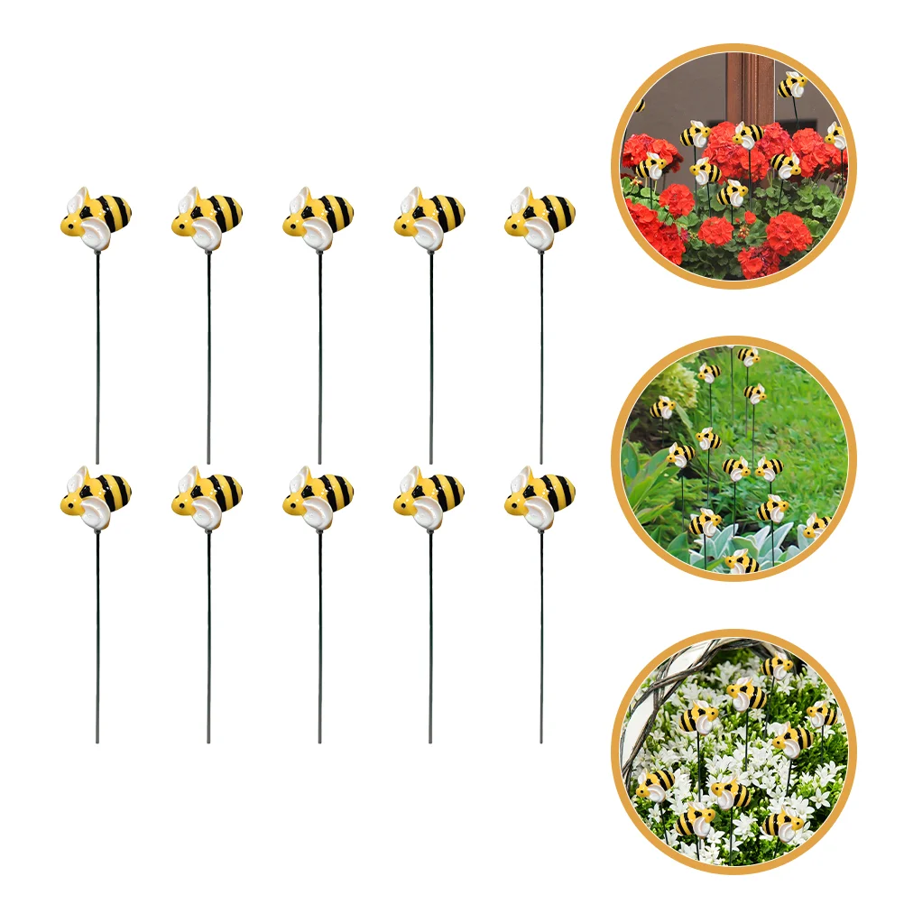 

10 Pcs Insert Card Little Bee Plug-in Toddler Airpl Cups for Garden Resin Patio Stakes Ornaments