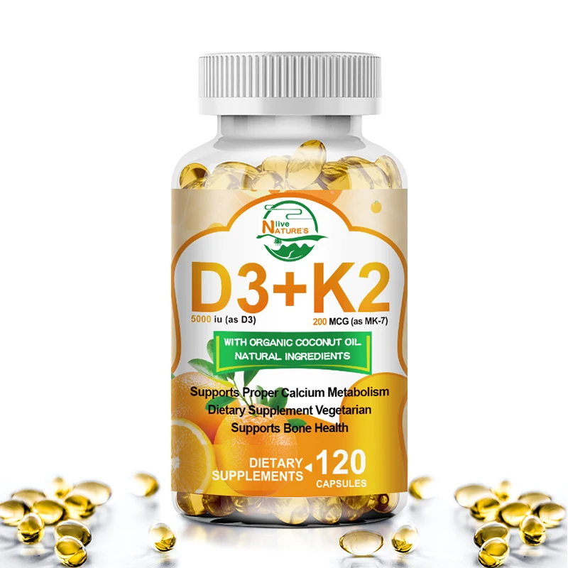 Vitamin K2 mit D3-Kapseln für die Gesundheit von Herz und Knochen 120 Bioperine-Kapseln