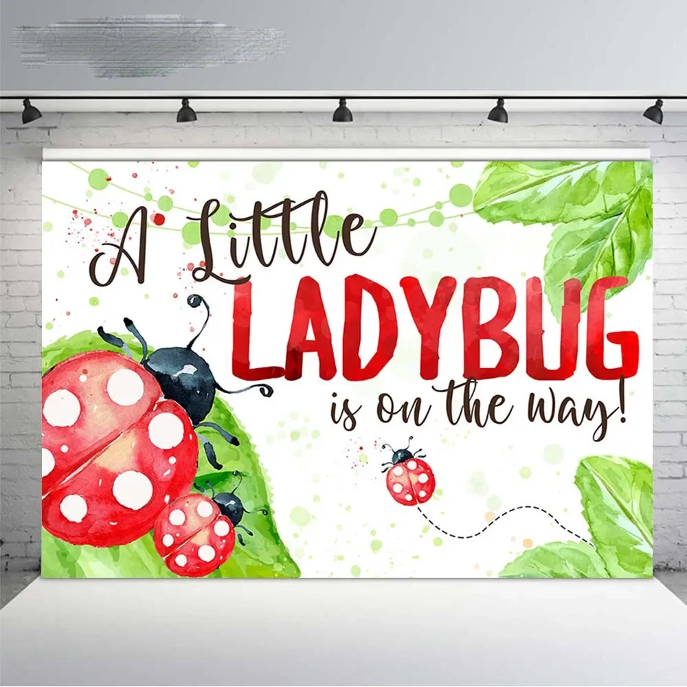 7 x5ft rosso nero piccola coccinella buon compleanno personalizzato all'aperto resistente alle intemperie foto sfondo senza rughe poliestere Polycotton