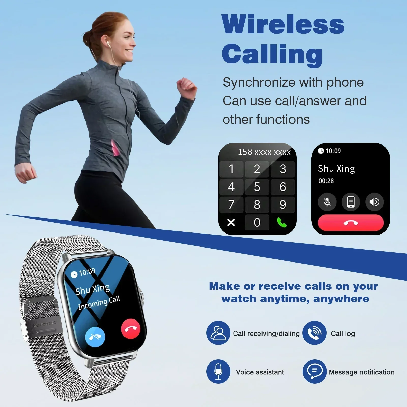

Men'S Sports Watch Wireless Calling, Multiple Sports Modes, Compatible with for iphone & Android Phones