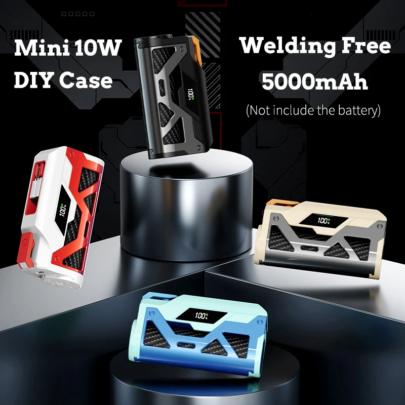 5000 мАч DIY Power Bank Kit-10 Вт Быстрая зарядка без сварки Мини-портативное зарядное устройство с портами Type-C и Lightning для iPhone/Android
