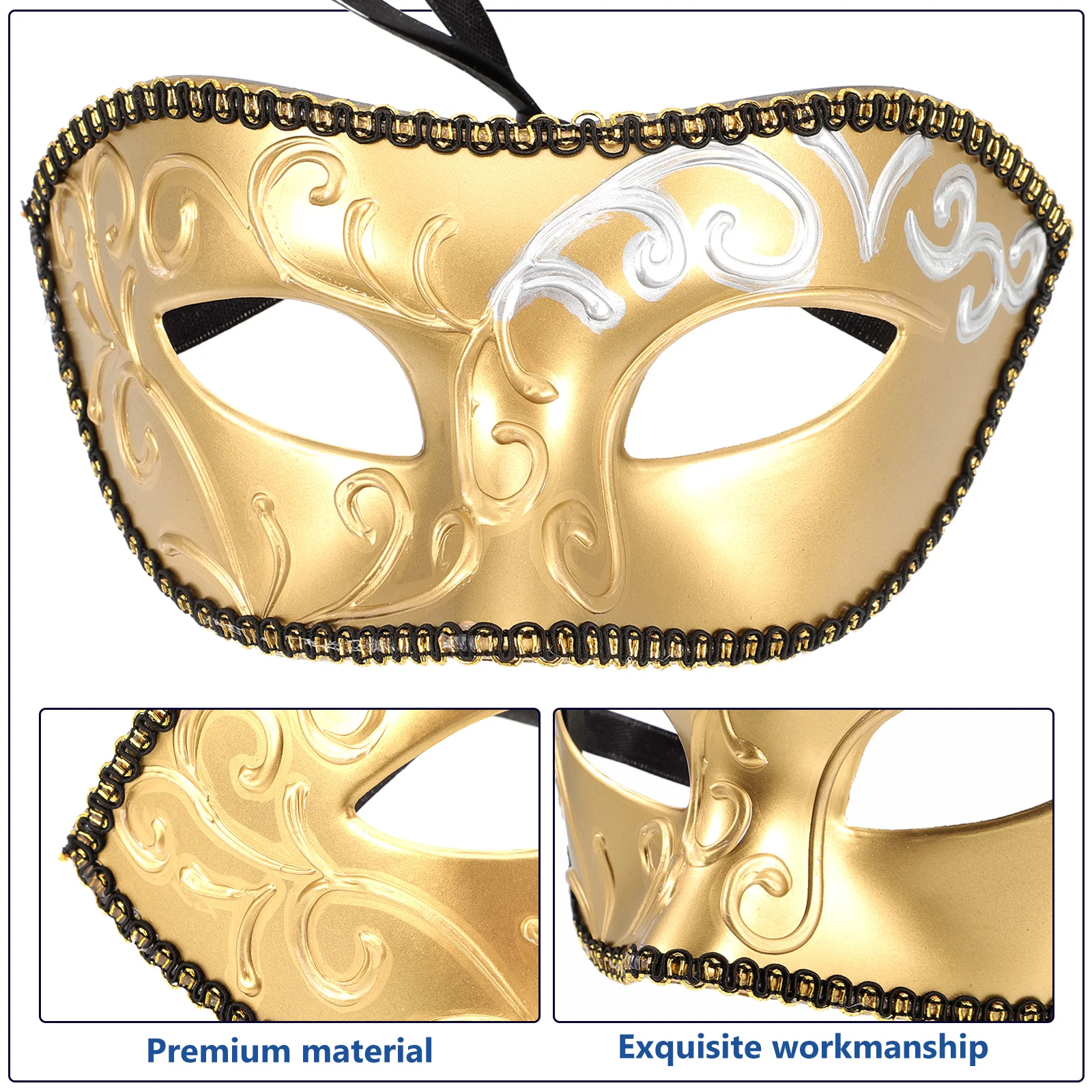 قناع بلاستيكي نصف وجه للحفلات التنكرية للهالوين للبالغين، قناع مزخرف للرجال لمهرجانات الرقص #4