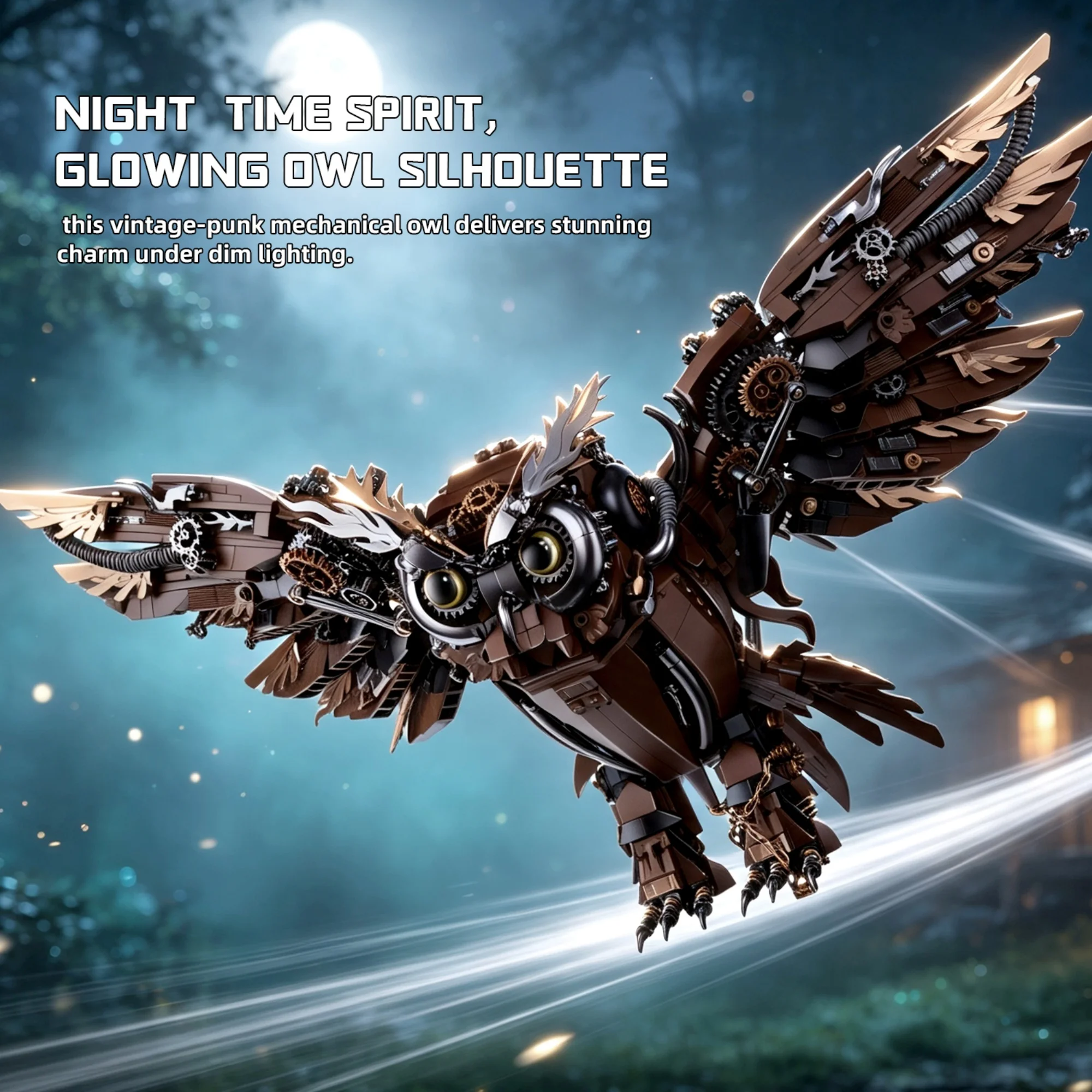 1533pcs Mechanical Owl Building Blocks Desktop Decoration Cyber Mechanical Bird Machine Bricks Toys for Adults Birthday Gifts