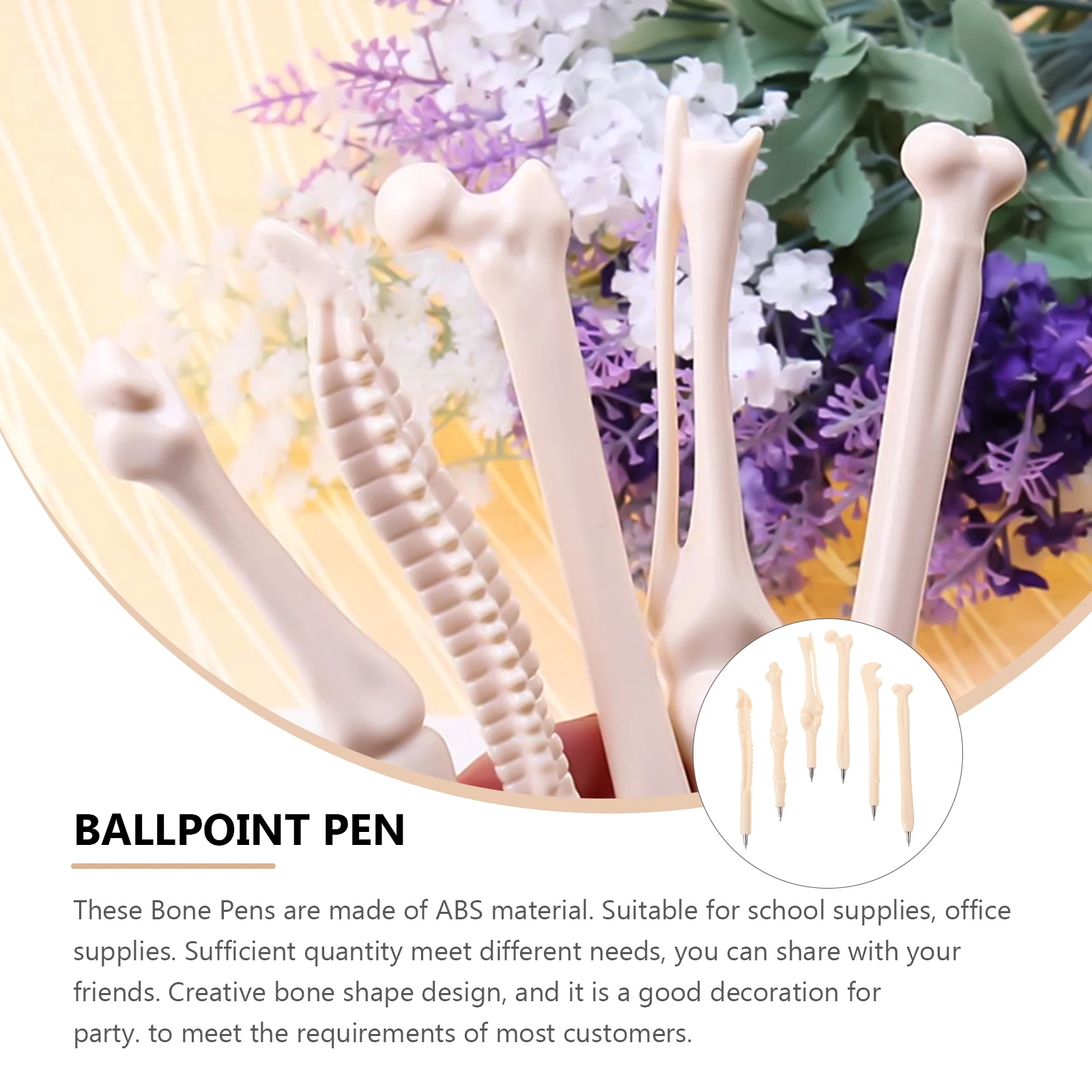 12Pcs Creative Bone Pens Halloween Party Ballpoint Pens Quick Dry Ink Office Supplies Halloween Stationery