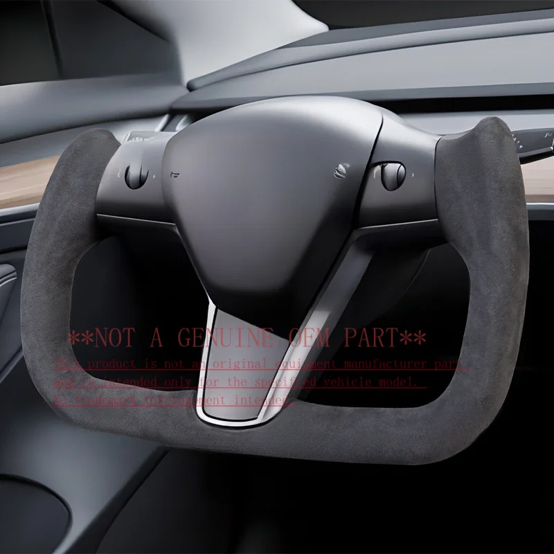 For Tesla Y Model 3 Suede Yoke Modified Steering Wheel Horn Cover Horn Decorative