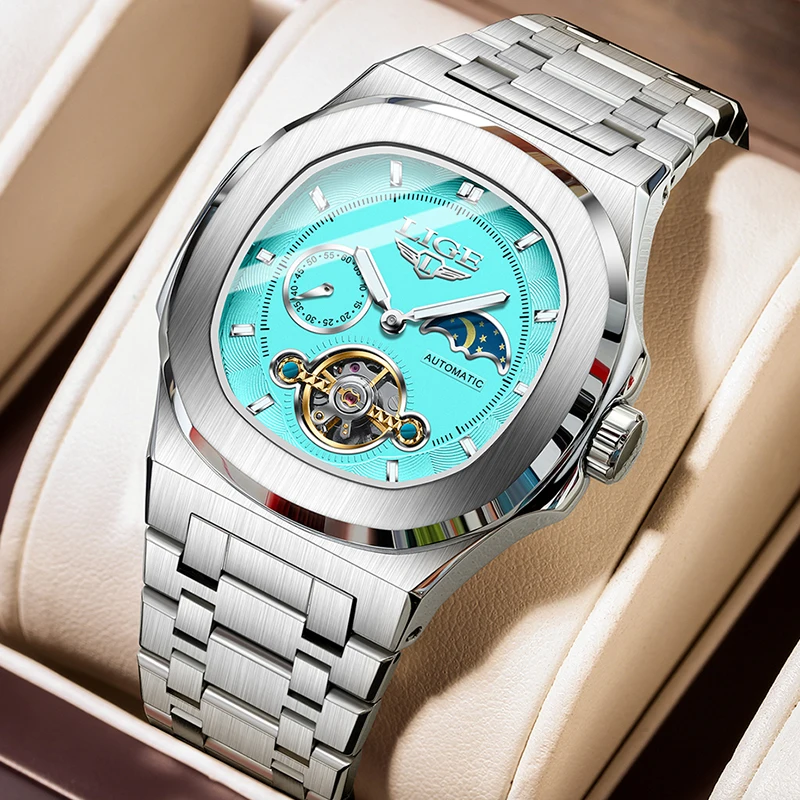

LIGE Retro Mens Watches Top Brand Luxury Fashion Business Automatic Watch For Men Waterproof Mechanical Wristwatch Montre Homme