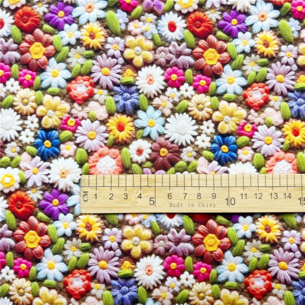 Colorful Mini Flower 3D Cotton Fabric Sewing Material Needlework Diy Cloth baby Dress skirt clothes handbag patchwork Material