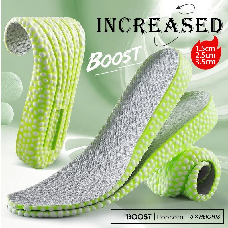 

1 Pair Green EVA Material Invisible Height Increase Insoles For Shoes Breathable Shock Absorption Comfortable For Women Men