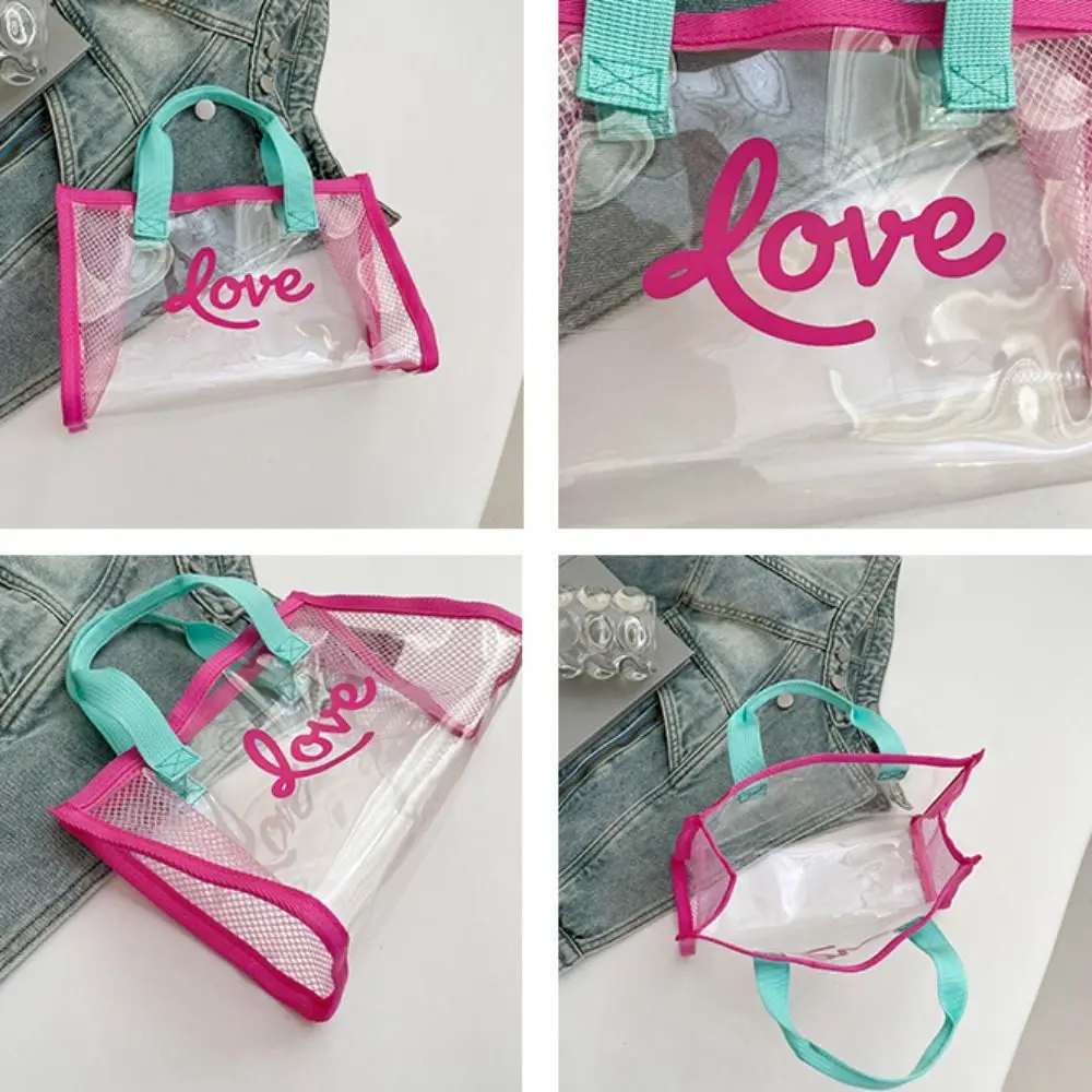 Универсальная пляжная сумка из ПВХ с буквенным принтом, большая вместительная летняя прозрачная желейная сумка, повседневная большая сумка, водонепроницаемая сумка для улицы