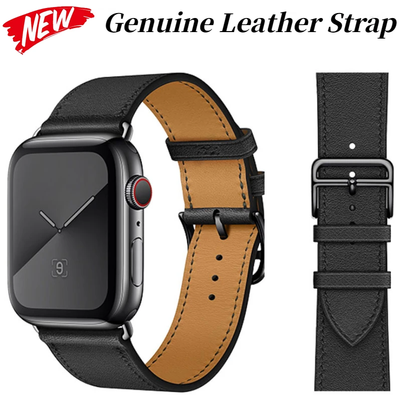 Genuine Leather Bracelet Strap For Apple Watch Band 45mm 49mm 41mm 44mm 42mm 40mm 46mm Wristband iWatch Ultra 10 9 8 7 6 5 4 SE