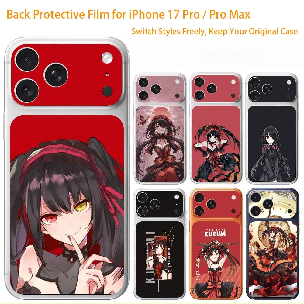 

Date A Live T-Tokisaki K-Kurumi Premium Skin Wrap for iPhone 17 Pro/Max, Back Frame Camera Protective Decal (Not Case)