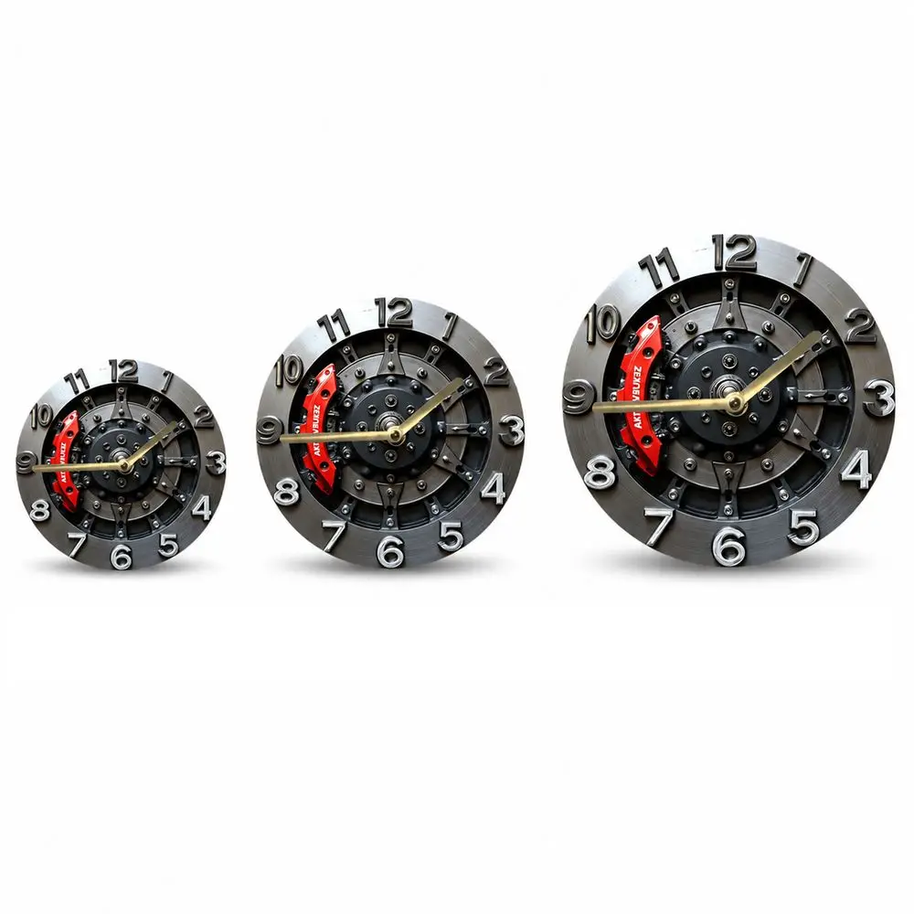 Wood Gear Wall Clock Gear Pattern 2D Flat Print Round Wall Clock Round Shape Retro Industrial Style Mechanical Theme Clock