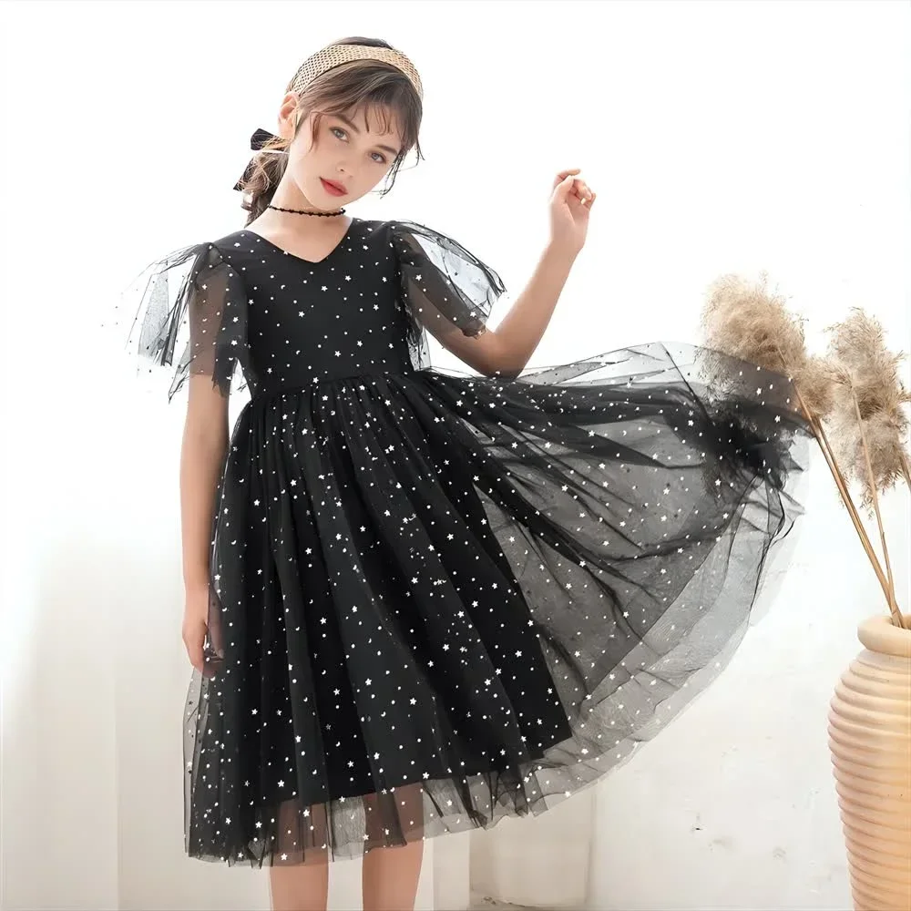 Teenage Girls Sequin Princess Dress Sparkly Summer Mesh Gown for Kids Birthday Party Children Costume 10 12 13 Years Kids Dress