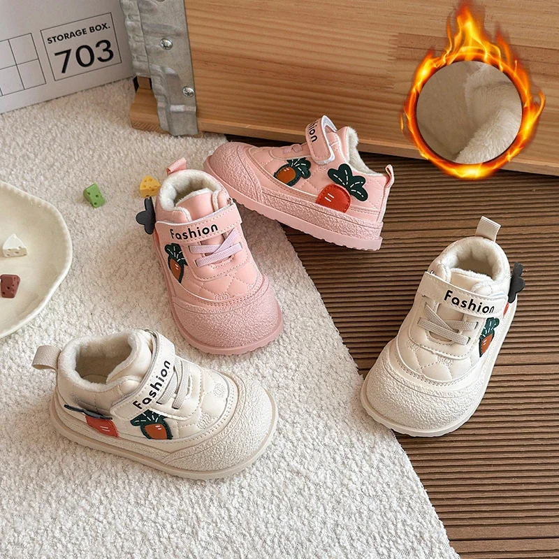 

Children Casual Shoes for Girl 2025 Winter New Fashion Korean Style Soft Bottom Anti-slippery Versatile Princess Cotton Sneakers