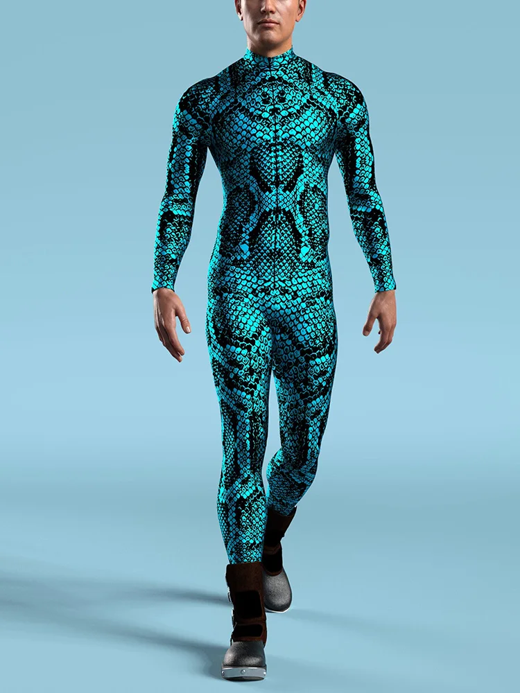 Snake Costume Men's Jumpsuit  Animal Festival Bodysuit Halloween Role Play Morphsuit Tights Party Masquerade Burning Man Costume image 4