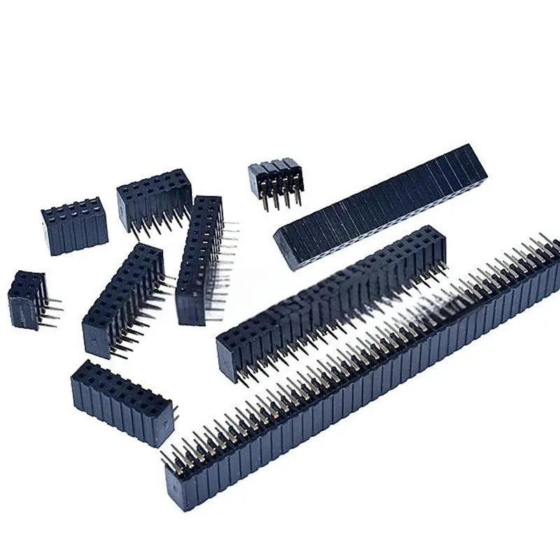10PCS 2.0mm Pitch Dual-Row Right-Angle Female Header, 90° Vertical Mount, 2×3/4/5/6/10/20/40 Pins