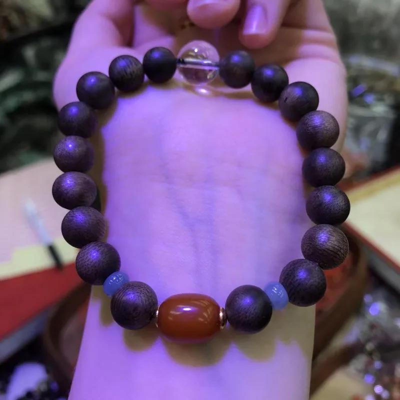 

Вьетнамский нячан, белый Цинан, бусины из красной коры старого янтарного мармелада, браслет нового стиля