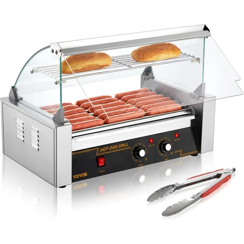 Hot Dog Roller 7 Rollers 18 Hot Dogs Capacity 1050W Stainless Sausage Grill Cooker Machine