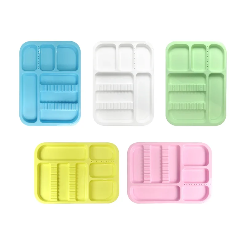 Colorful Dental Tray For Instruments Autoclaveble Plastic Flat Trays Dentist Tool Split Management Organizer Disinfection Holder