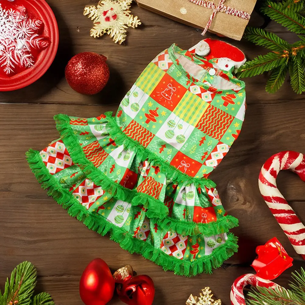 Christmas Pet Princess Dress Dog Cat Christmas Tree Costume Skirt Pet Cosplay Dress For Puppy Christmas Clothes Decoration