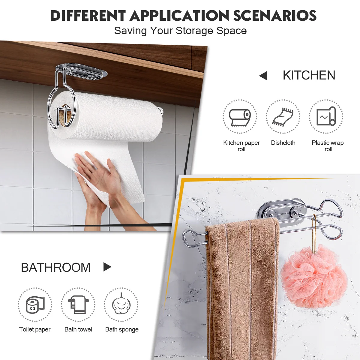 

2Pcs Stainless Steel Paper Holder Heavy Duty Wall Mount Towel Rack for Home Kitchen Office Easy Replace Tissue Dispenser