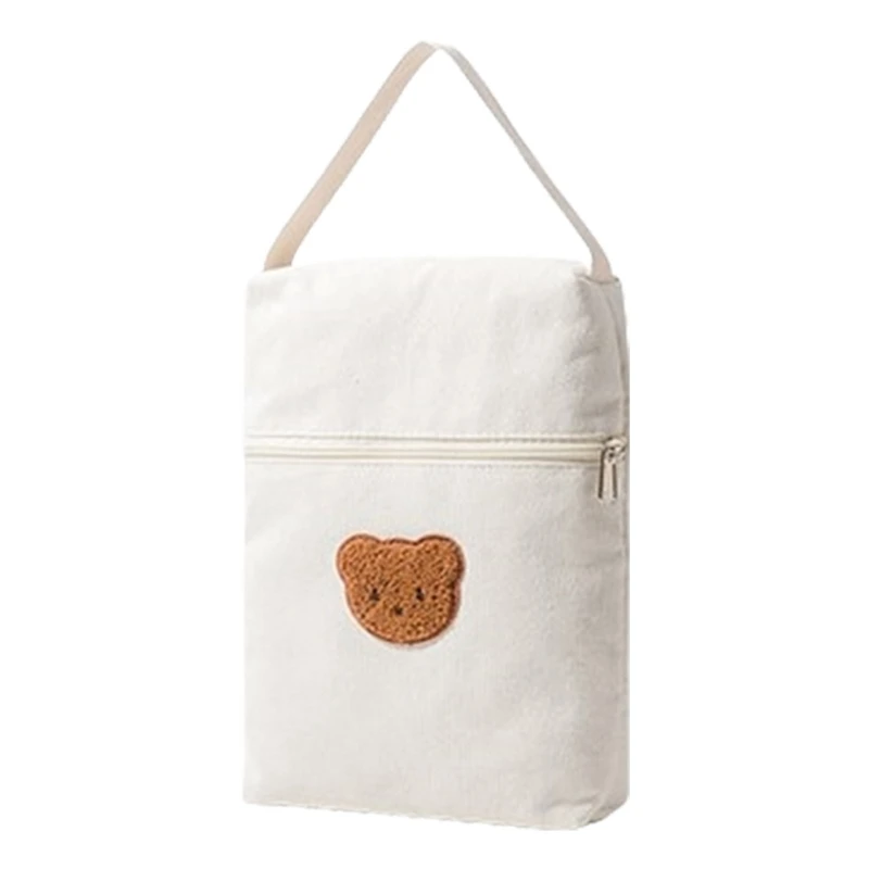 F19f bolsa fraldas bebê com urso desenho animado, resistente desgaste, bolsa mãe, capa portátil