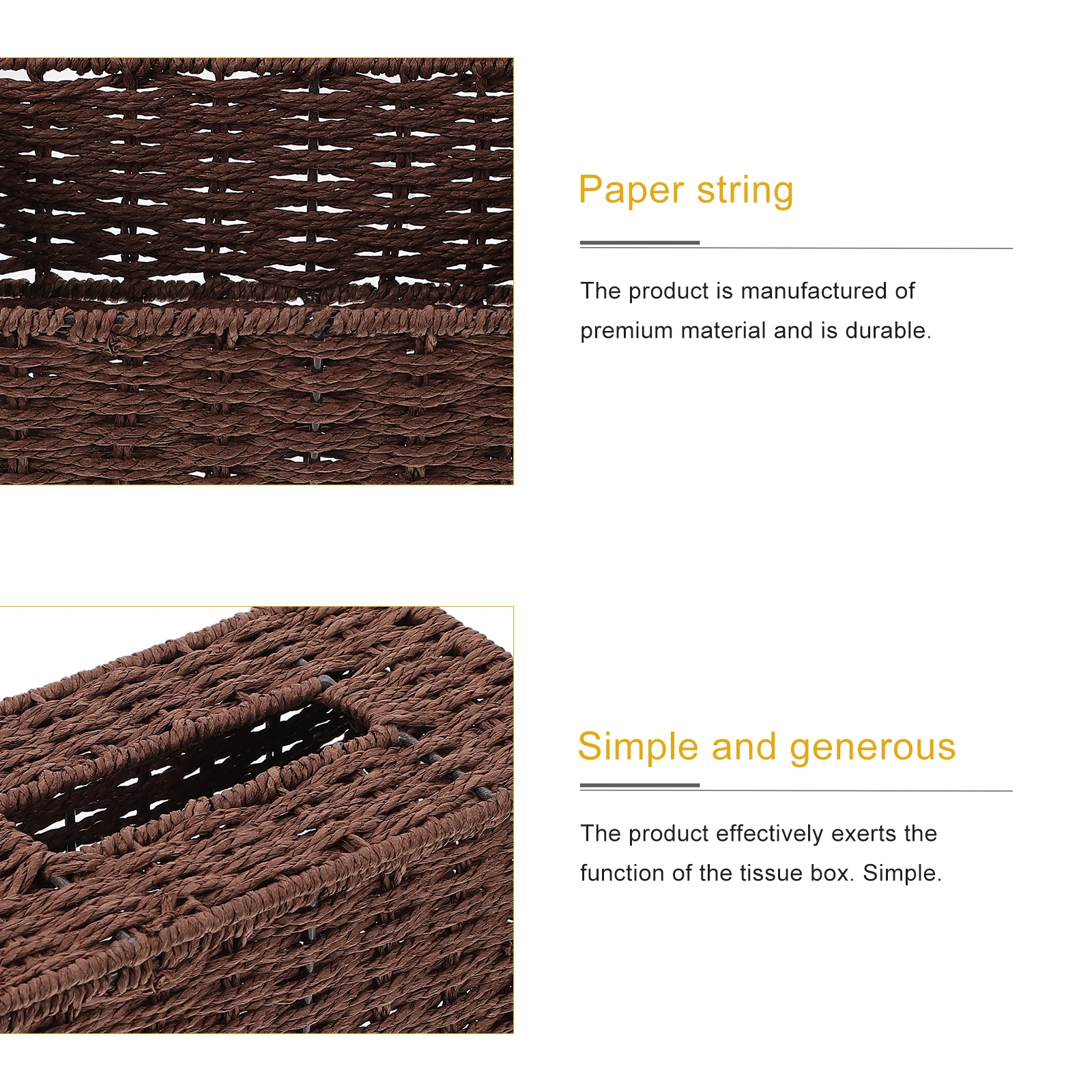 

Woven Tissue Box Premium Material Simple Design Desktop Tissue Holder Multi-Functional Paper Box Storage For Living Room