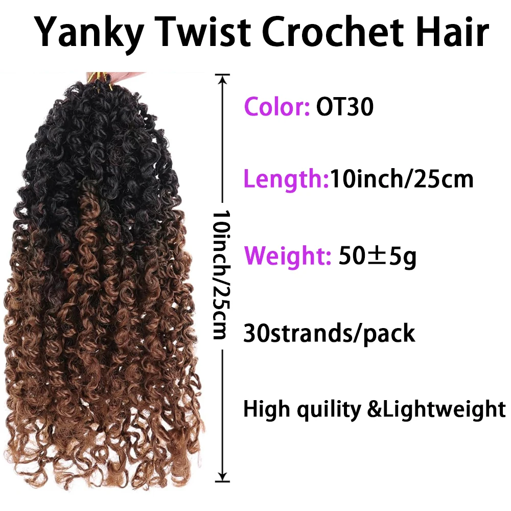 10-calowe syntetyczne, wstępnie zapętlone Yanky Twists Passion Spring Crochet Braiding Hair Short Pre-twisted Mini Curly Twist Crochet