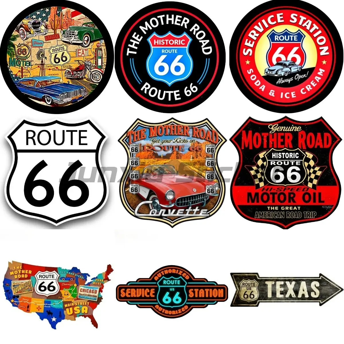 Hot Sell Retro Aufkleber Route 66 Old School Motorcycles Sticker Race Retro Vintage Car Sticker Decoration Car Accessories