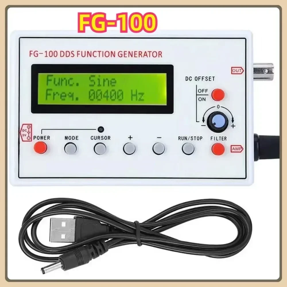 1Hz - 500KHz DDS Function Signal Generator Frequency Counter Signal Source Module Sine Square Triangle Sawtooth Waveform FG-100