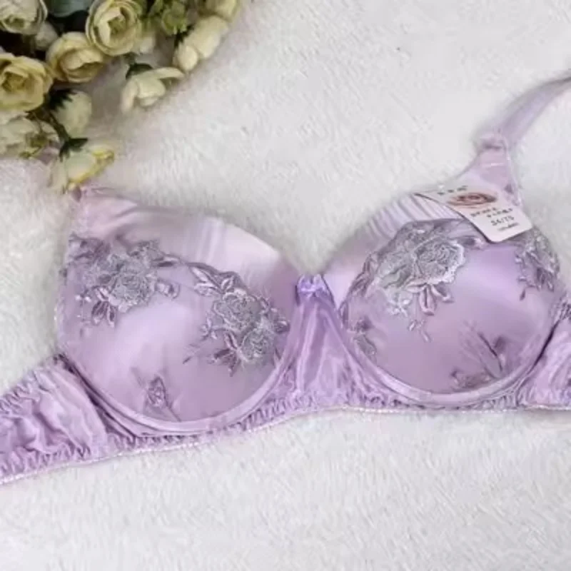 fashion underwear Silk beautiful lace bra 100% mulberry silk double-sided silk care bra plus size bra  lingerie