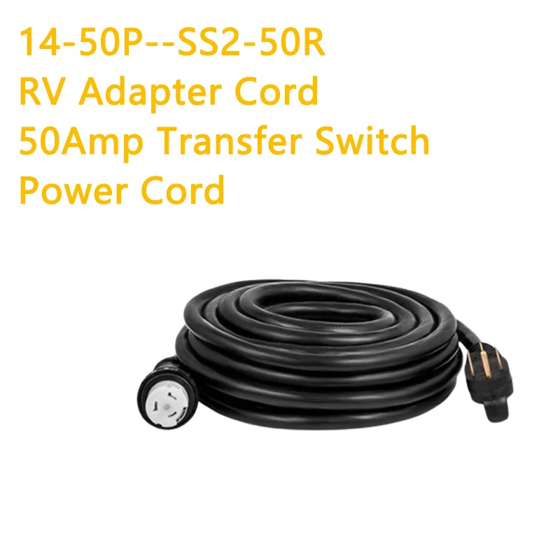 Black PVC Copper 50A Generator Extension Cable NEMA 14-50p--ss2-50r Torsion Lock Connector Electric Extension Cable