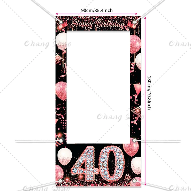 Rose Gold Photo Booth Frame Props for Aldult 18th 30th 50th 70th Birthday Party Shooting Backdrop Banner Wedding Decor Supplies