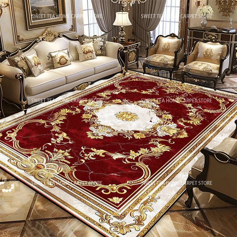 Europe and America Luxury Carpet Large Area Living Room Decoration Red Rug Bedroom Non-slip Carpets Washable Coffee Table Mat 카펫