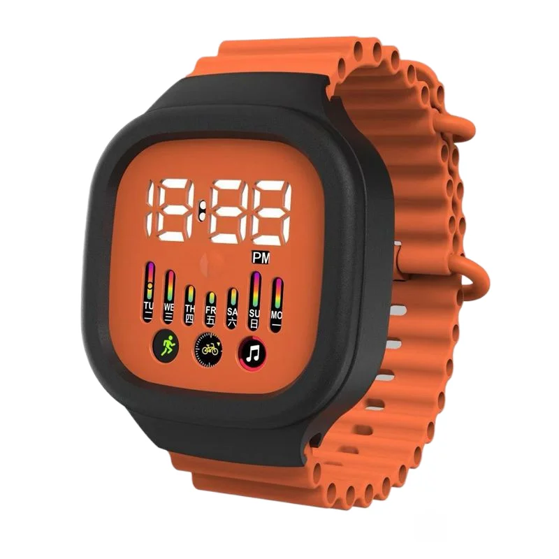 رائجة البيع للموسم الجديد LED ساعة إلكترونية T7C الشمبانيا الأسود المحيط حزام موضة طالب ساعة رياضية رقمية الهدايا