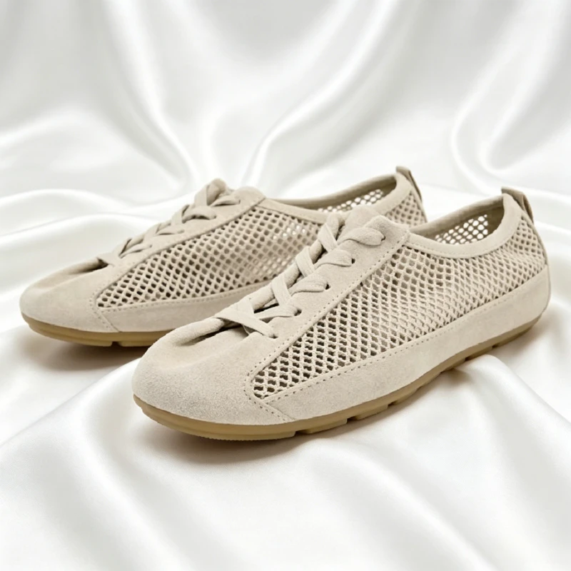Breathable Mesh Lace-up Pull Tab Sneaker Women Fashion Round-toe Derby Shoes Light Non-slip Comfortable Women Shoe Zapatos Mujer
