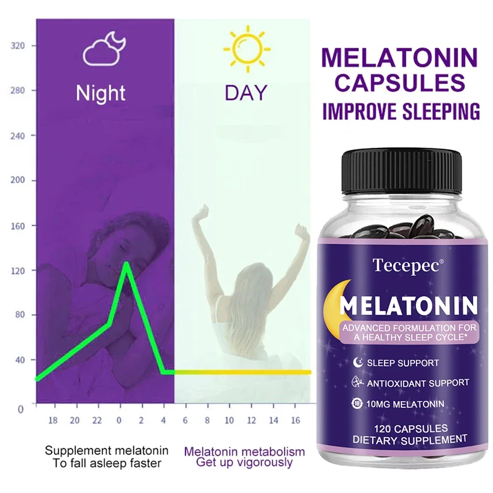 Melatonin Capsules - Relieves Insomnia Antioxidant Healthy Sleep Cycle Supplement 10 Mg Melatonin Fast Deep Sleep