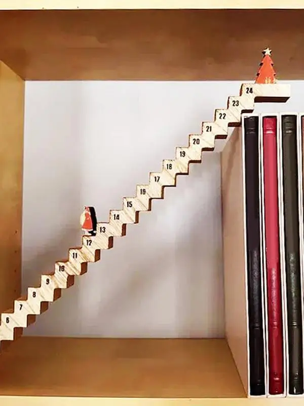 Calendario de Adviento de madera creativo para Navidad, decoración de escritorio, cuenta atrás para subir escaleras, Papá Noel, viaje