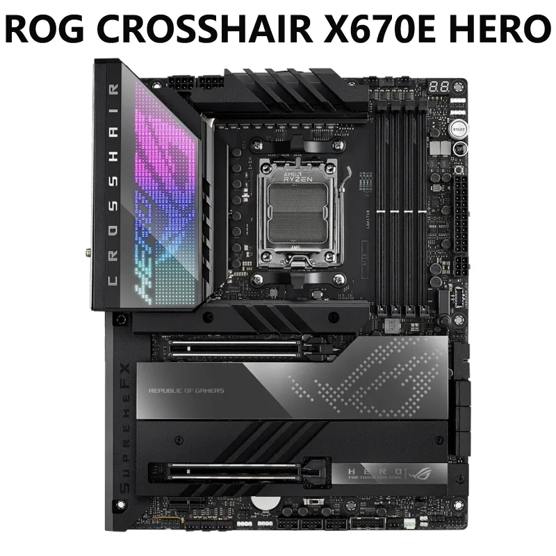 

ASUS ROG CROSSHAIR X670E HERO WiFi 6E Socket AM5 LGA 1718 AMD Ryzen 7000 Gaming Motherboard18+2 Power Stages PCIe 5.0 DDR5