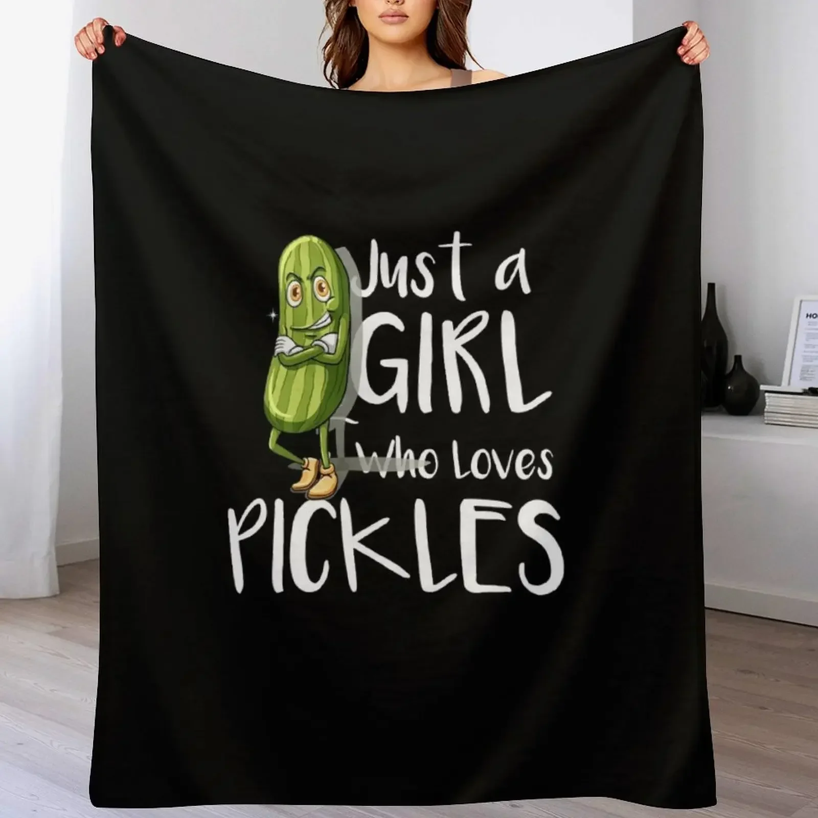 Just a Girl Who Loves Pickles T-Shirt, Funny Pickle Shirts, Cute Pickle Tee, Pickle Lover Gift TShirt, Birthday, G Throw Blanket