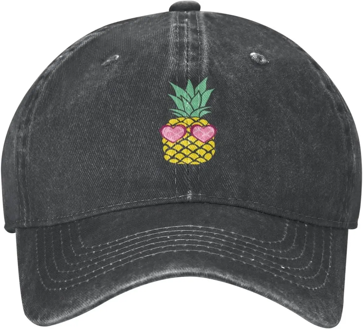 

Funny Pineapple Glasses Distressed Adjustable Washed Denim Mens Dad Trucker Hat Baseball Ball Cap for Men