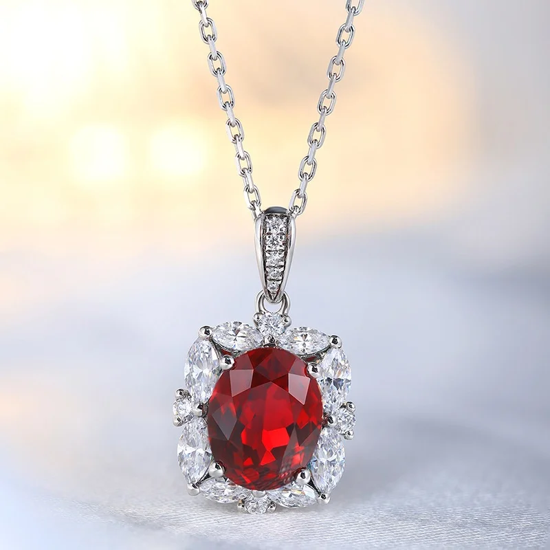 Romantic INS Style 3.5 Karat Red Diamond and Pearl Pendant Necklace Elegant High-Grade Hot Selling Gift for Anniversaries