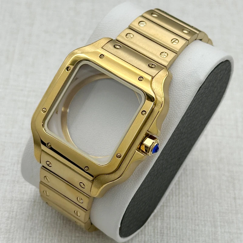 Mod NH35 Case  38mm Square Case Set  Silver Black Gold Rose Gold  Compatible  SKX Modification Parts NH35 NH36 Movements