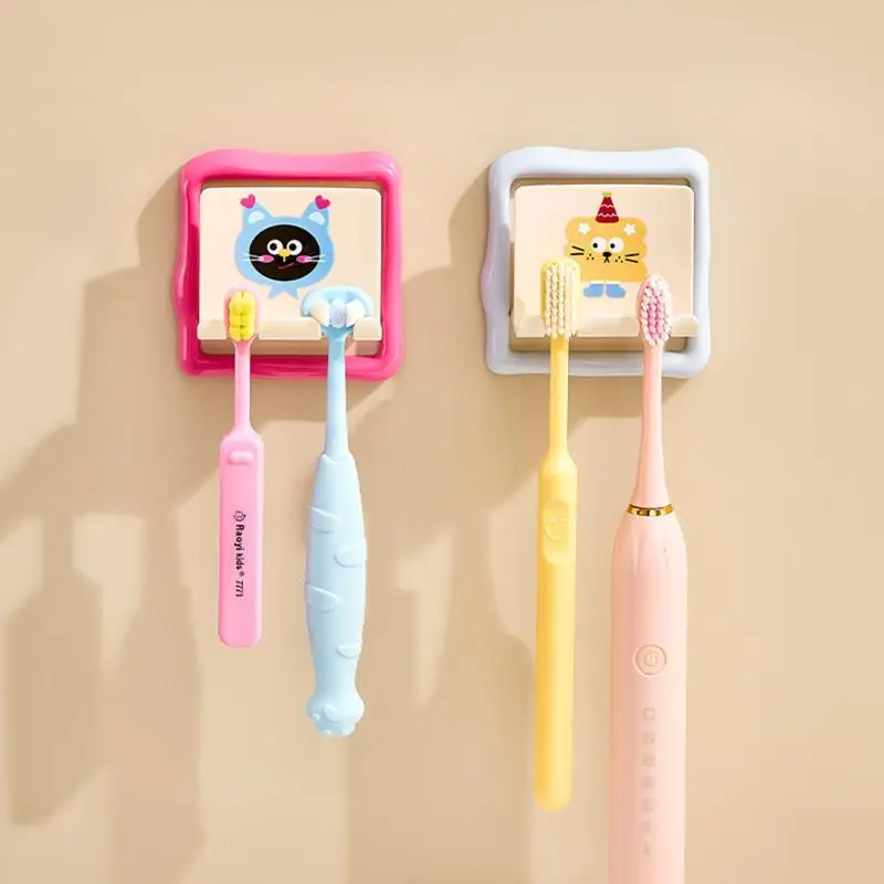 حامل فرشاة الأسنان المثبت على الحائط لا حاجة لكمة على طراز الدوبامين منظم الحمام كوب شفط كهربائي رف فرشاة الأسنان #5