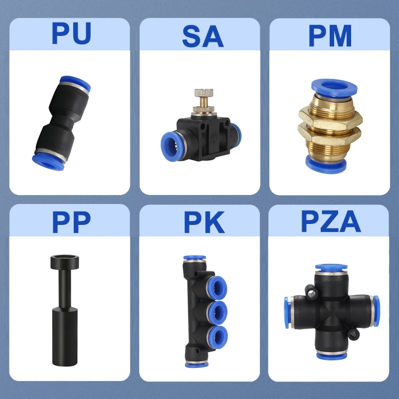 PU PY PK PE PV SA PP PZA 4-16mm Pneumatic Fitting Pipe Quick Connector Tube Air Quick Fittings Water Push In Hose Couping