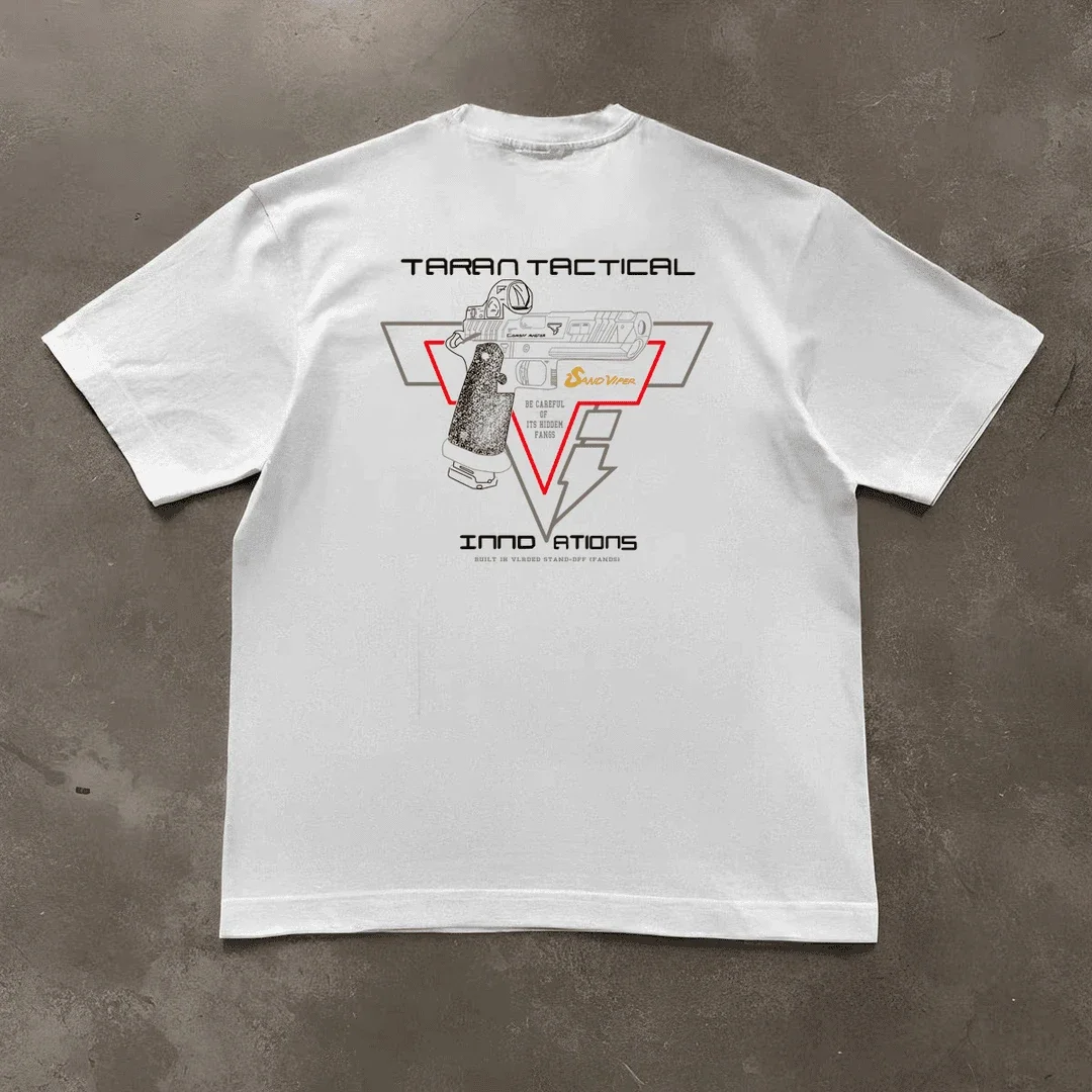 جديد القطن الخالص تاران مسدس تكتيكي طباعة سوبر مطاطا عادية قصيرة الأكمام الرجال اليومية حفلة المنزل الاجتماعية بلون