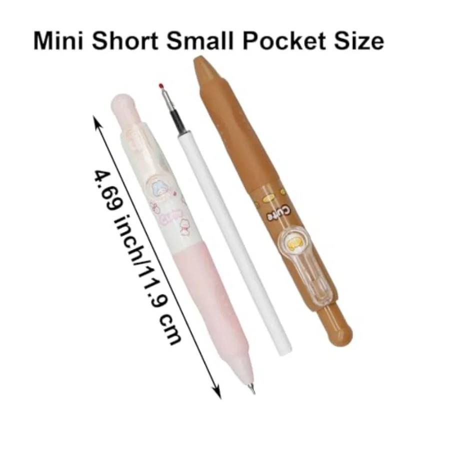 8 шт. милые мини-ручки с кроликом и медведем Kawaii ручка с кроликом выдвижная короткая маленькая карманная ручка со сменными изображениями черные чернила для Pue N