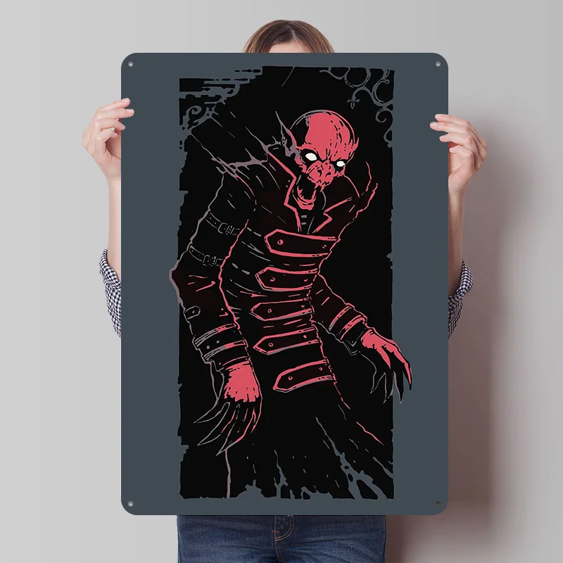 Gothic Vampire Monster Printing Poster Customized Retro Wall Art Vintage Metal Signs for Mancave Interior Decoration Living Room