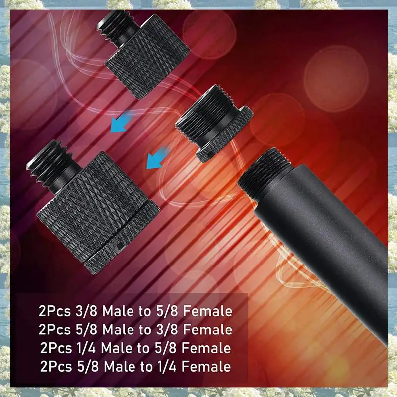 Jeu d'adaptateurs de filetage de support de micro New-24Pcs, filetage adaptateur de vis 5/8 femelle à 3/8 mâle et 3/8 femelle à 5/8 mâle
