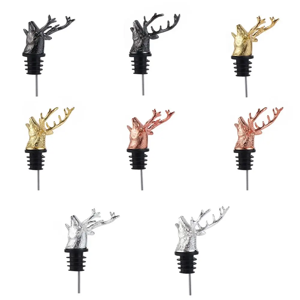 Zinc Alloy Christmas Ornament Deer Head Unique Stag Wine Pourer Wine Aerators  Bottle Stoppers